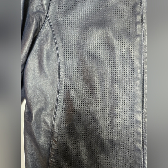 Vince steel grey leather jacket. zips and snaps, with front pockets.  women's L - Picture 7 of 16